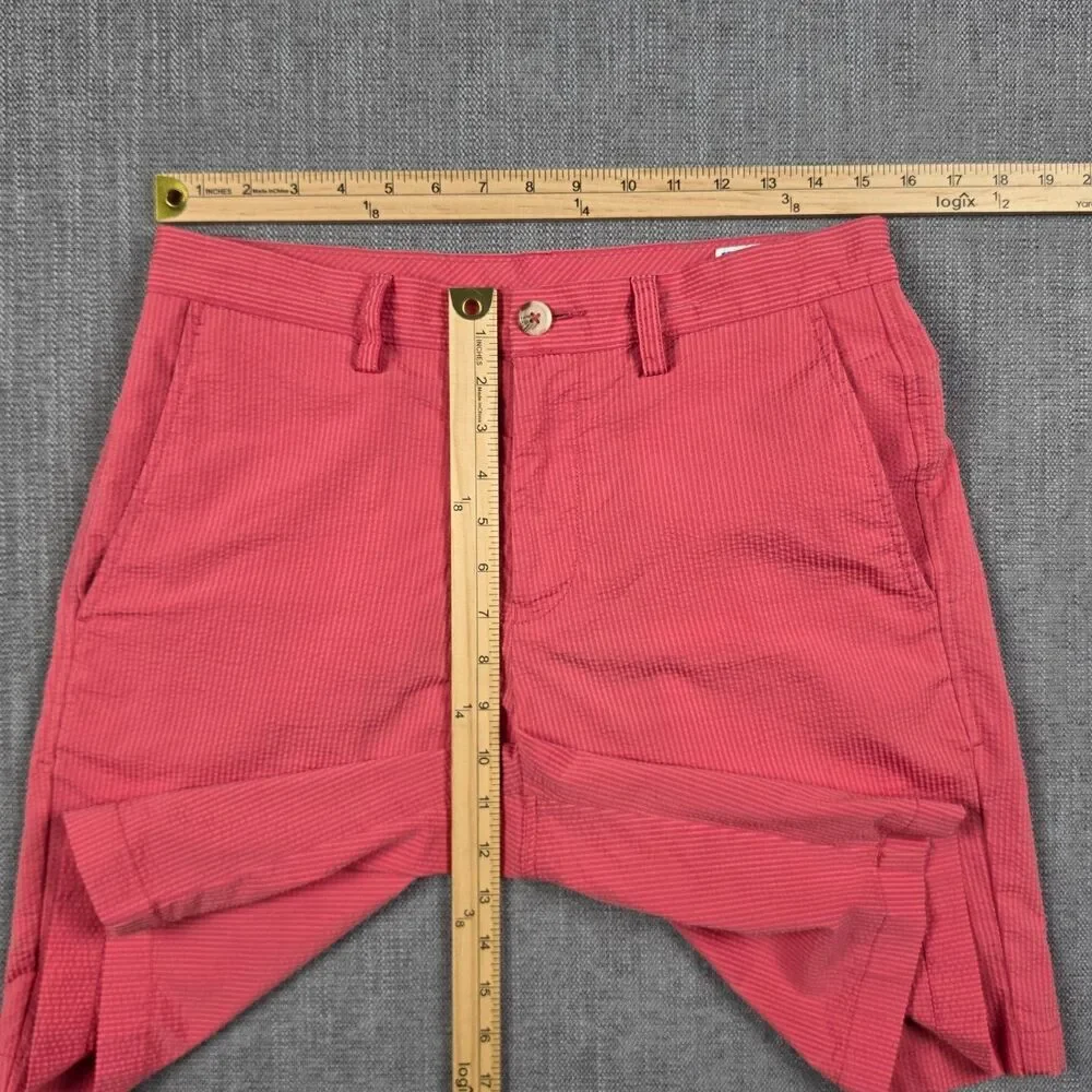 Southern Tide Shorts Mens 30 Pink Red Seasucker Striped Coastal Casual Golf